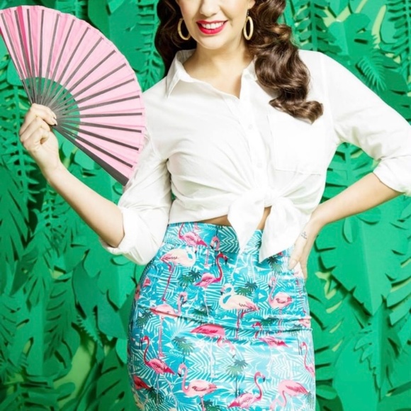 Lindy Bop Naomi Flamingo Skirt UK 22 - Picture 2 of 6